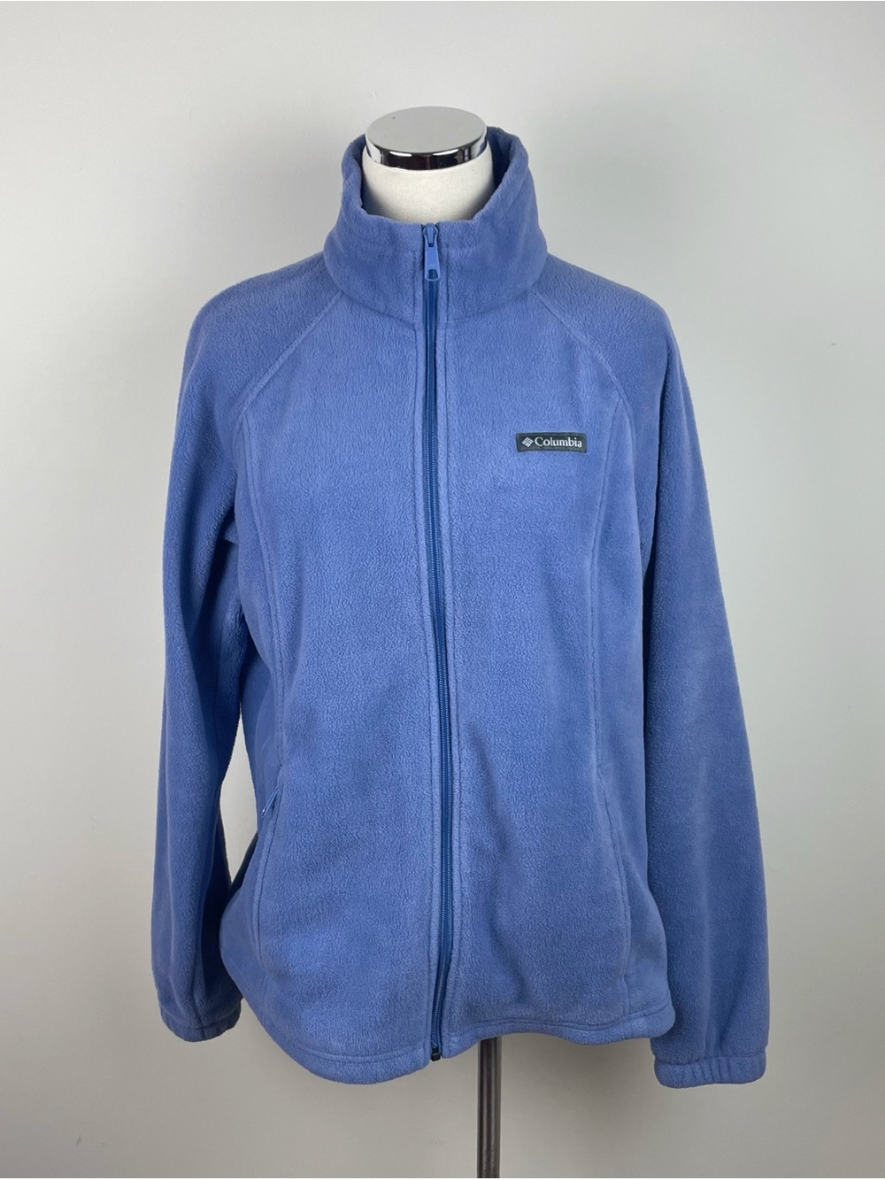 Columbia Solid Blue Fleece Full Zip Jacket Women Large